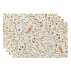QIYI Boho Table Placemats Set of 4, 12"x18" Linen Place Mats, Wildflowers