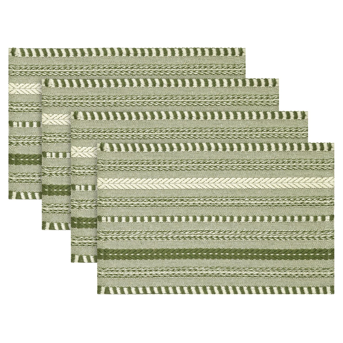 Artoid Mode Light Coffee Woven Braided Stripe Placemats Set of 4-12x18 Inch