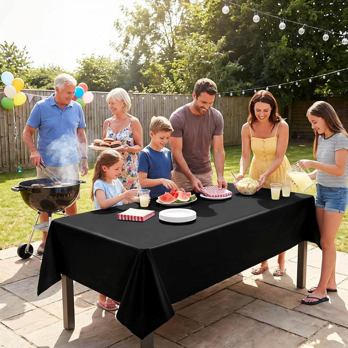 12 Pack 60 x 102 Inch Black Tablecloths for 6 Foot Rectangle Tables