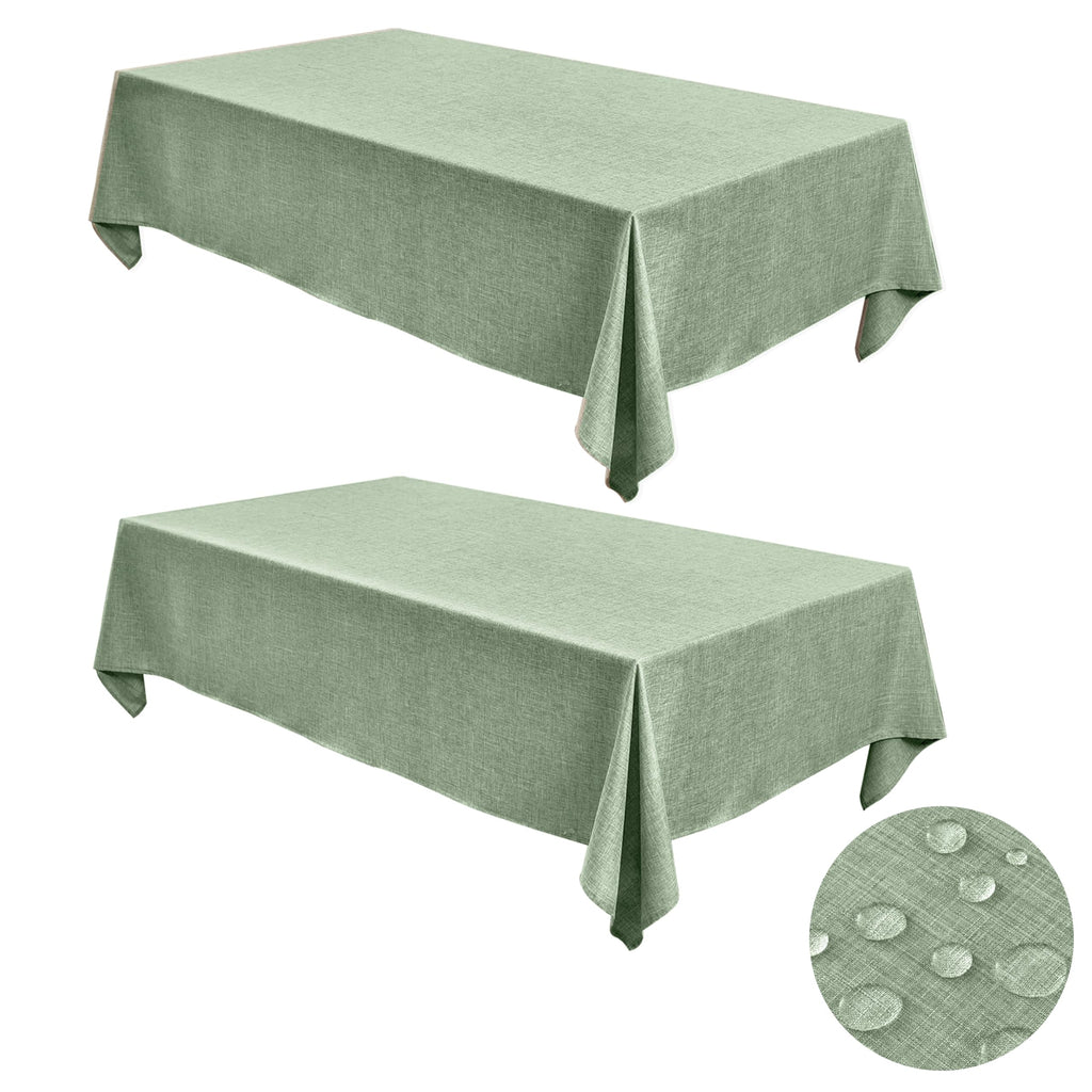 Fitable 2 Pack Linen Textured Rectangle Tablecloths, 52 x 70 Inch, Nature