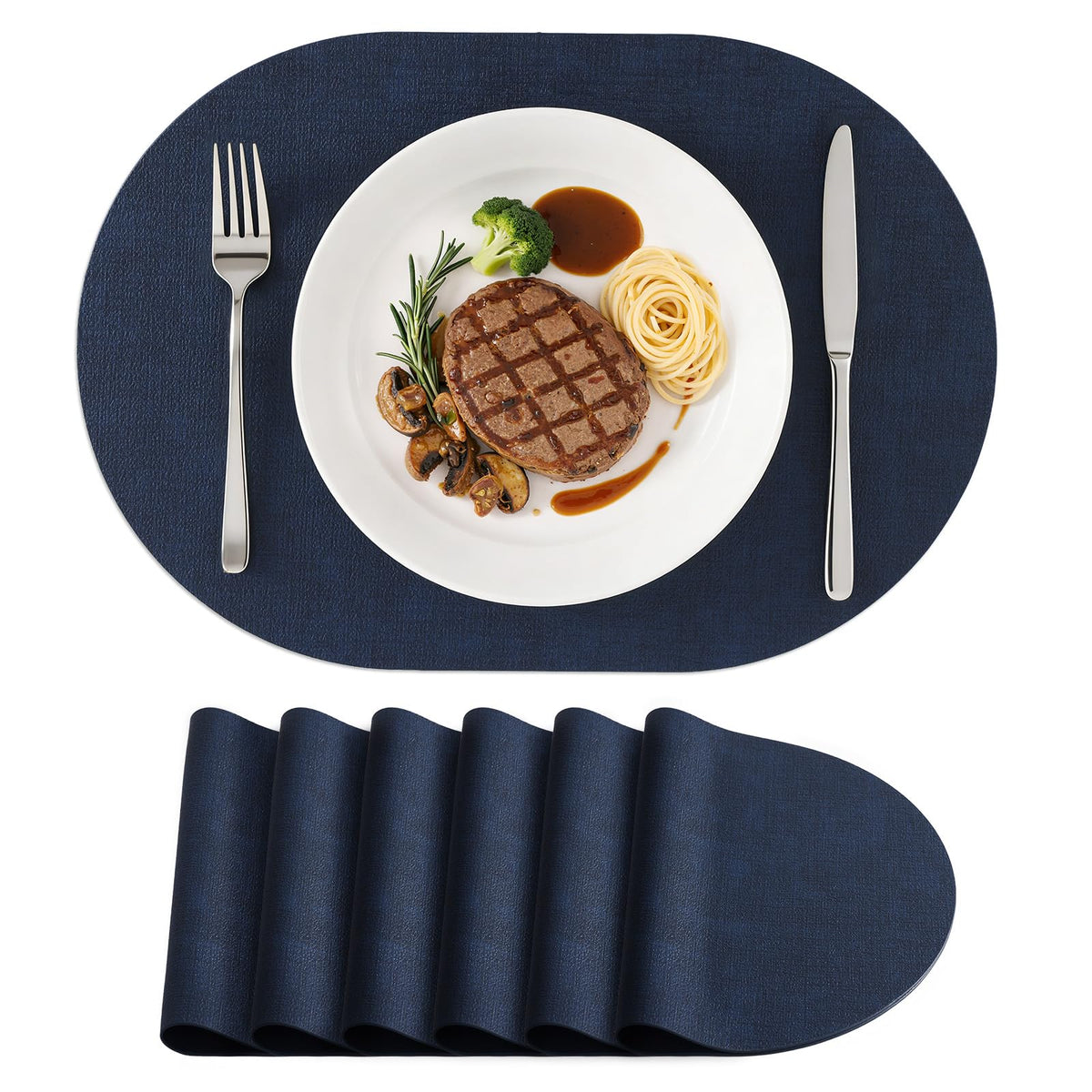 homing Heat Resistant Oval Placemats Set of 6, Light Grey