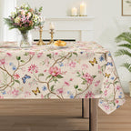Spring Pink Flower Washable Rectangle Table Cloth 60x84inch
