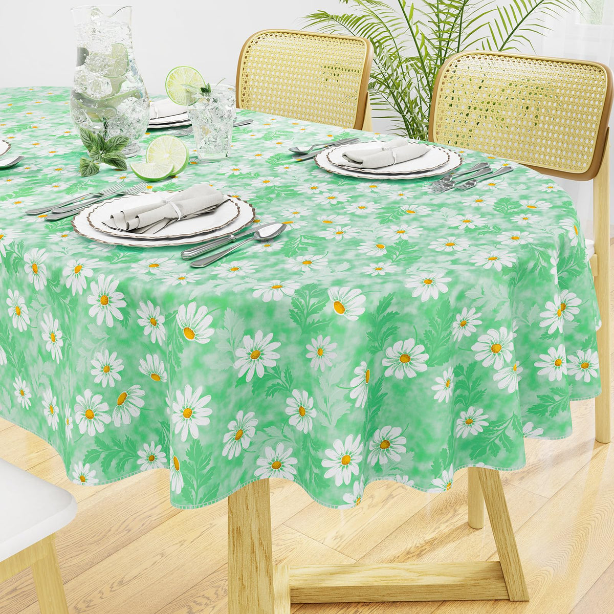 misaya Rectangle Waterproof Vinyl Table Cloth, Plastic Tablecloth with Flannel Backing, Wipeable Table Cover for Dinner, Picnic, Indoor and Outdoor (Weave Patternd, 52" x 70")