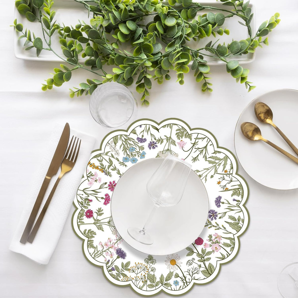 50 PCS Paper Placemats Disposable, Vintage Wildflower Place Mats
