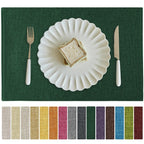 Softalker Faux Linen Cloth Placemats Set of 4-12 x 18 Inch, Light Grey