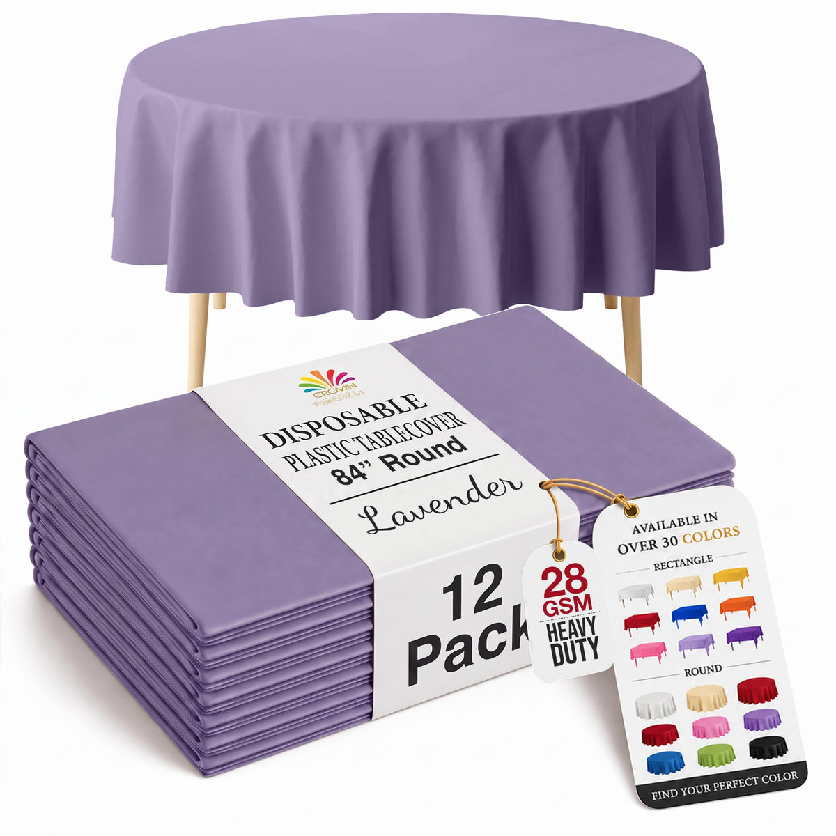 Exquisite Ivory Plastic Table Cloth Disposable 12 Pack, 54 x 108 Inch