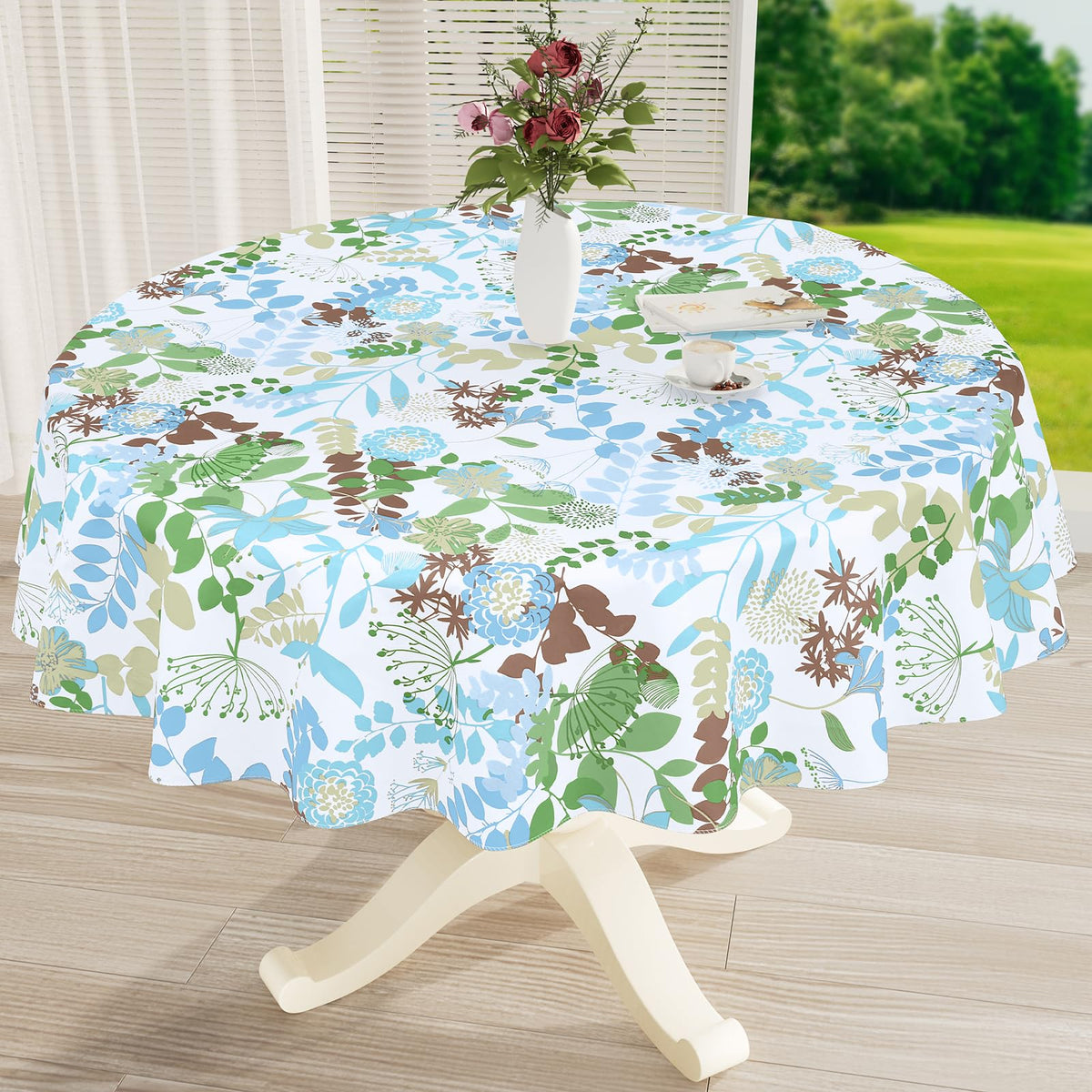 misaya Rectangle Waterproof Vinyl Table Cloth, Plastic Tablecloth with Flannel Backing, Wipeable Table Cover for Dinner, Picnic, Indoor and Outdoor (Weave Patternd, 52" x 70")