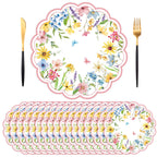 50 PCS Paper Placemats Disposable, Vintage Wildflower Place Mats