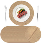 100 Pcs Round Burlap Placemats 11.8 Inch Bulk Burlap Reusable Placemats Circle Brown Table Mats Rustic Table Decorations for Dinner Wedding Farmhouse Table Decor