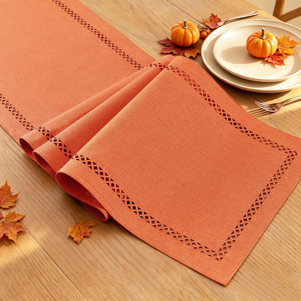 Orange Burlap Place Mats, Fall Placemats Set of 4, 12 x 18 Inch