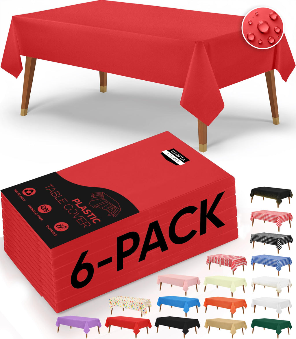 Utopia Kitchen Plastic Table Cloth Disposable [White, 12 Pack]