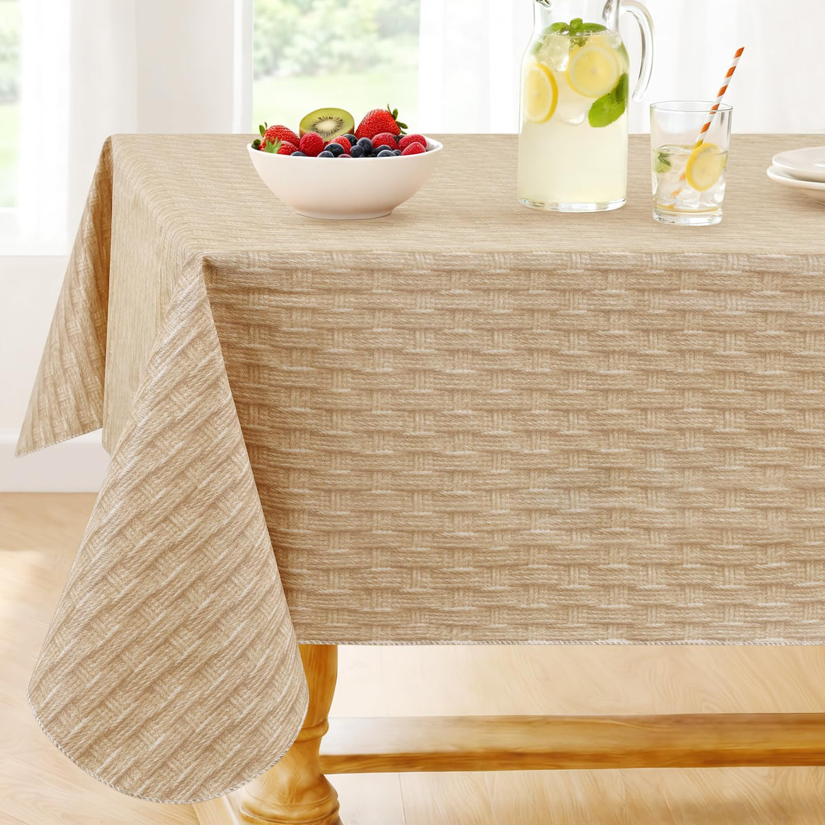 Smiry Fall Rectangle Table Cloth, Waterproof Vinyl Tablecloth with Flannel Backing, Wipeable Autumn Pumpkin Plastic Tablecloths for Harvest and Thanksgiving Parties, (Orange, 60"x84")