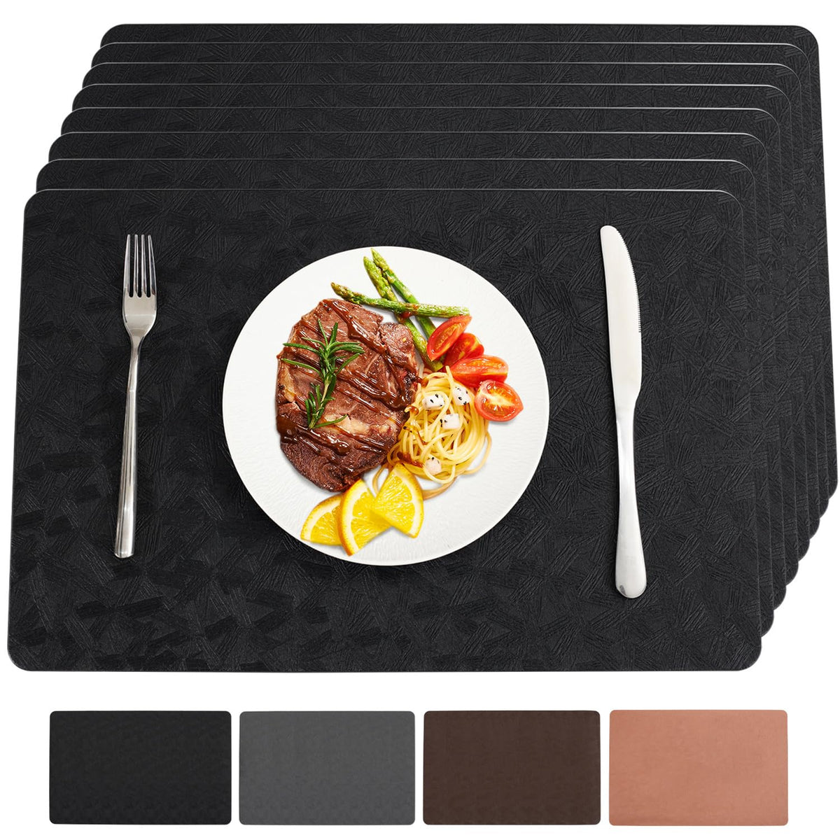 Black Halloween Vinyl Placemats Set of 6 Waterproof Table Mats