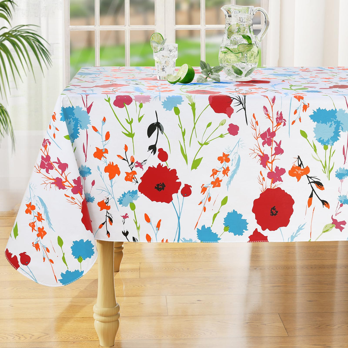 misaya Rectangle Waterproof Vinyl Table Cloth, Plastic Tablecloth with Flannel Backing, Wipeable Table Cover for Dinner, Picnic, Indoor and Outdoor (Weave Patternd, 52" x 70")