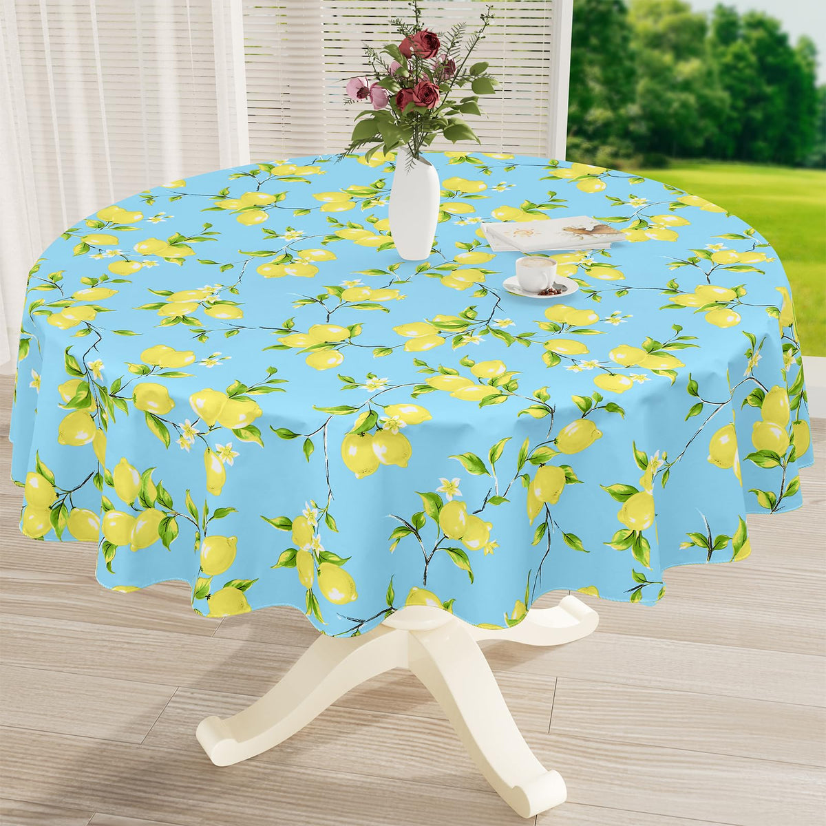 misaya Rectangle Waterproof Vinyl Table Cloth, Plastic Tablecloth with Flannel Backing, Wipeable Table Cover for Dinner, Picnic, Indoor and Outdoor (Weave Patternd, 52" x 70")