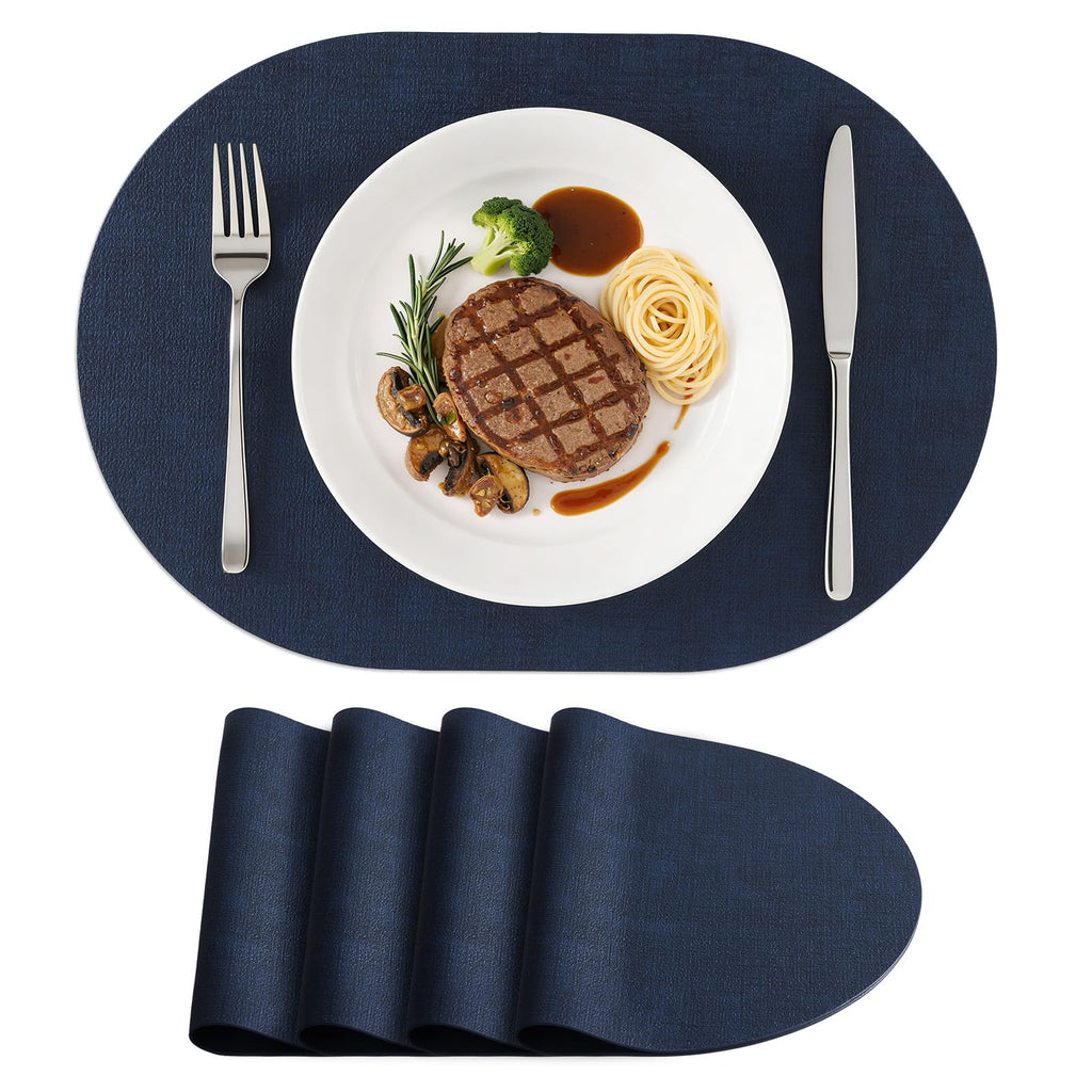 homing Heat Resistant Oval Placemats Set of 6, Light Grey