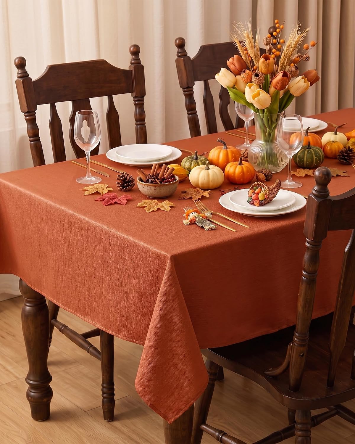 Fall Tablecloths Rectangular 6ft, Slub Texture, Waterproof, 2-Pack