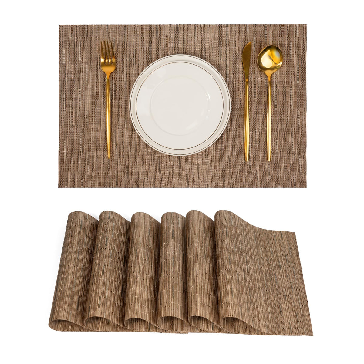 Placemats Set of 8，Non-Slip PVC Weave Table Mats Easy to Clean，Heat Resistant Place Mats for Kitchen Dining Table Decoration Indoor Outdoor，Beige
