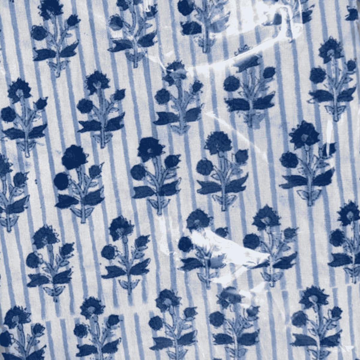 ATOSII Cotton Blockprint Rectangle Table Cloth, Clover Blue, 108" X 60"