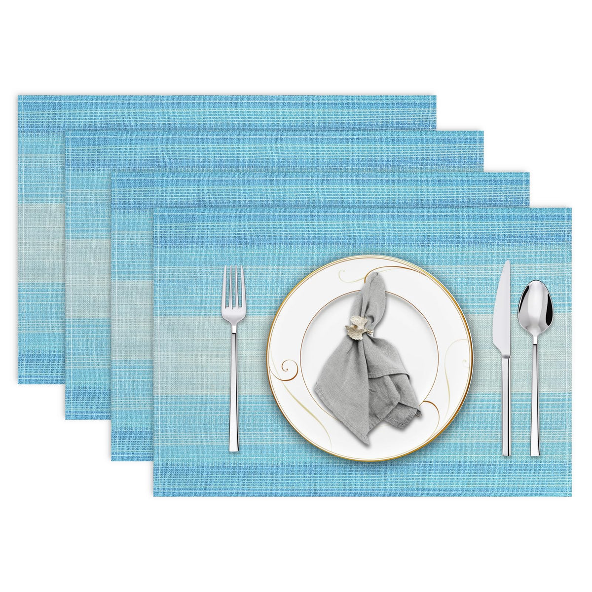 Niviy Placemats, Placemats Set of 4 Washable Place Mats, Green 12" x 18"
