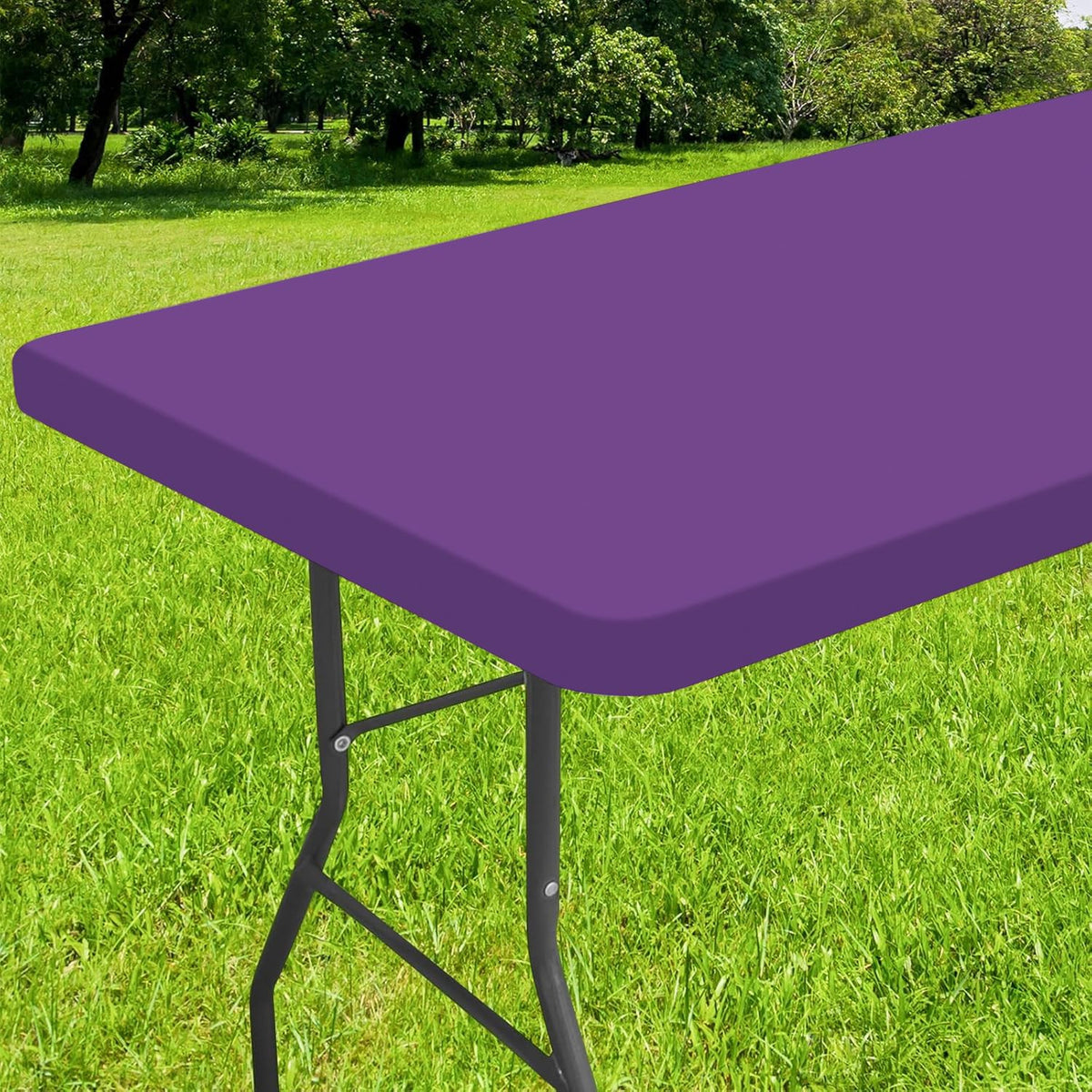 Smiry Rectangle Tablecloth, Elastic Fitted Flannel Backed Vinyl Tablecloths for 6ft Folding Tables, Waterproof Wipeable Table Covers for Indoor, Outdoor, Picnic and Camping (Red, 30"x72")