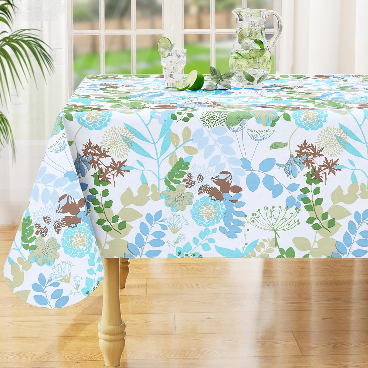 misaya Rectangle Waterproof Vinyl Table Cloth, Plastic Tablecloth with Flannel Backing, Wipeable Table Cover for Dinner, Picnic, Indoor and Outdoor (Weave Patternd, 52" x 70")
