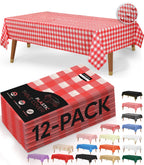 Utopia Kitchen Plastic Table Cloth Disposable [White, 12 Pack]