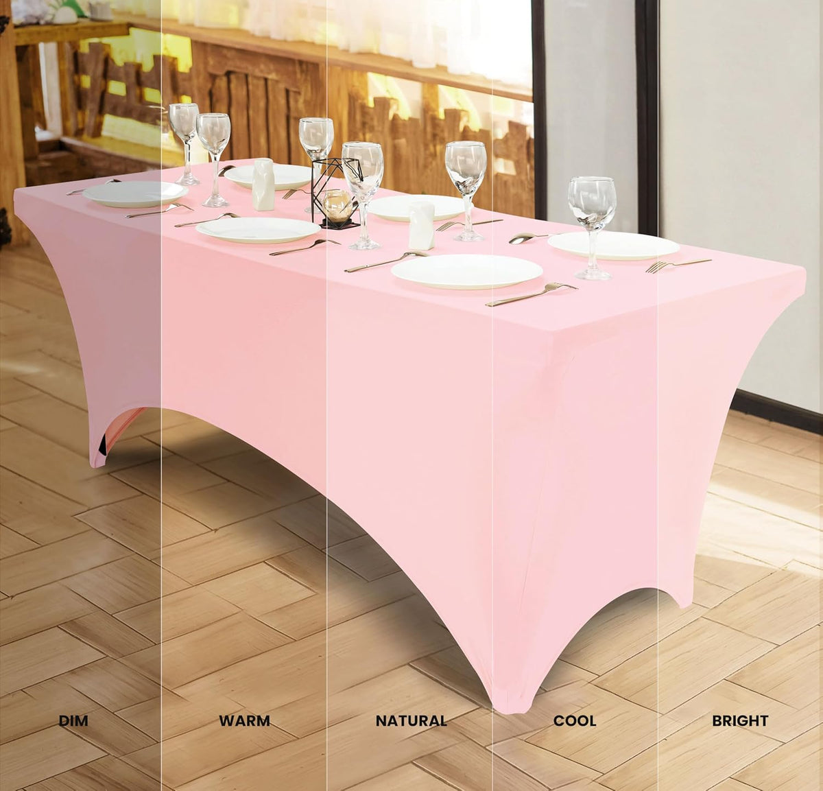 Utopia Kitchen Spandex Table Cloth 2 Pack [6FT, 72Lx30Wx30H Inch, Pink]