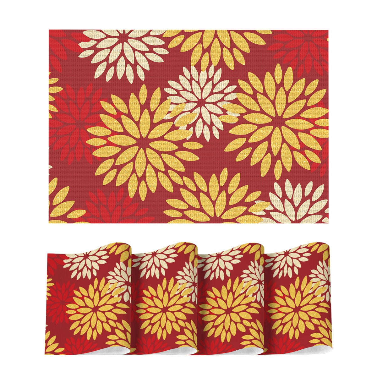 Artoid Mode Floral Vinyl Plistic Placemats Set of 6, Heat Resistant Washable Non-Slip PVC Place Mats for Party Kitchen Dining Decor, Blue Grey