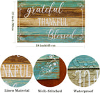 Farmhouse Teal Placemats Set of 4 Thankful Blessed Table Mats