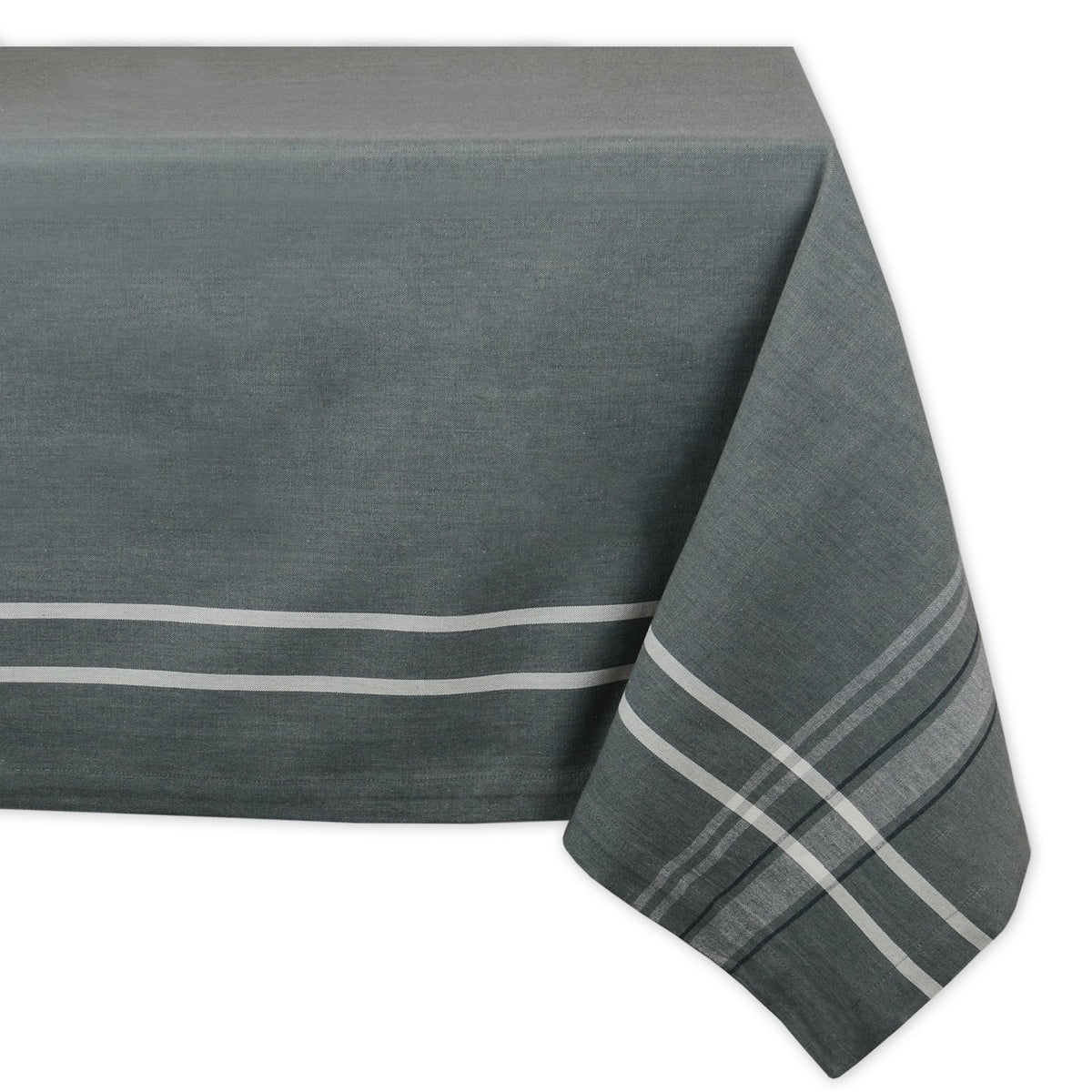 DII French Stripe Tabletop Collection Farmhouse Style Dining Table Linen Tablecloth, 60x84, Blue Chambray