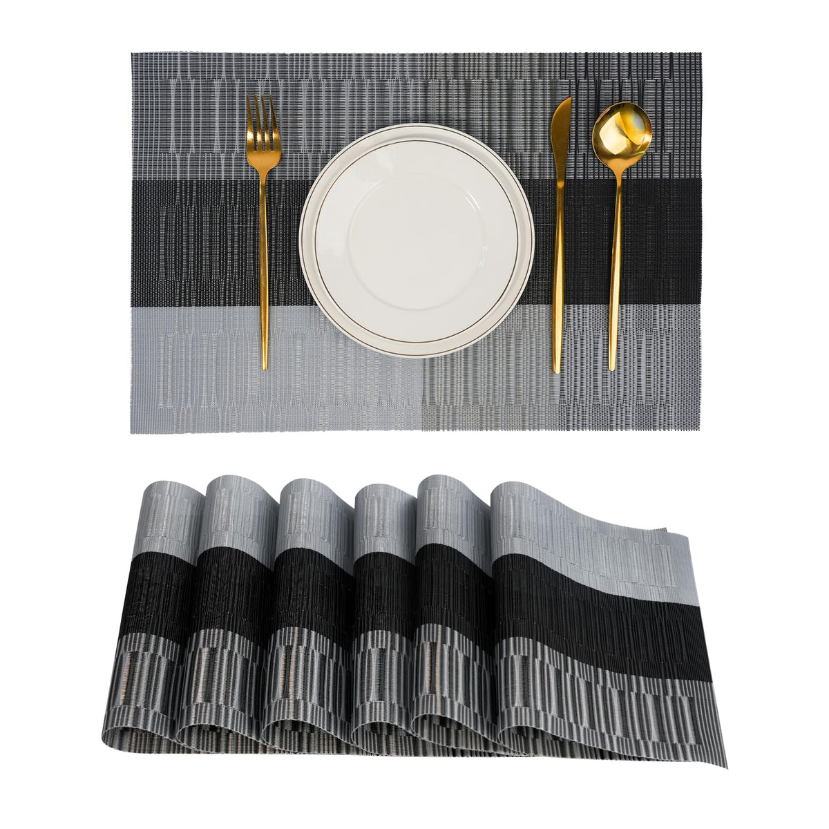 Placemats Set of 8，Non-Slip PVC Weave Table Mats Easy to Clean，Heat Resistant Place Mats for Kitchen Dining Table Decoration Indoor Outdoor，Beige