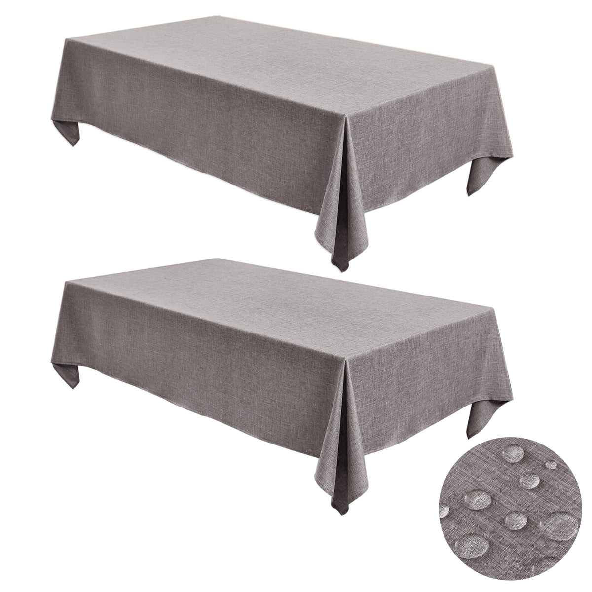 Fitable 2 Pack Linen Textured Rectangle Tablecloths, 52 x 70 Inch, Nature
