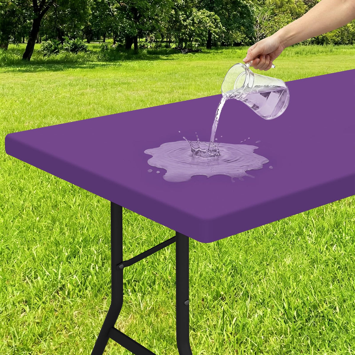 Smiry Rectangle Tablecloth, Elastic Fitted Flannel Backed Vinyl Tablecloths for 6ft Folding Tables, Waterproof Wipeable Table Covers for Indoor, Outdoor, Picnic and Camping (Red, 30"x72")