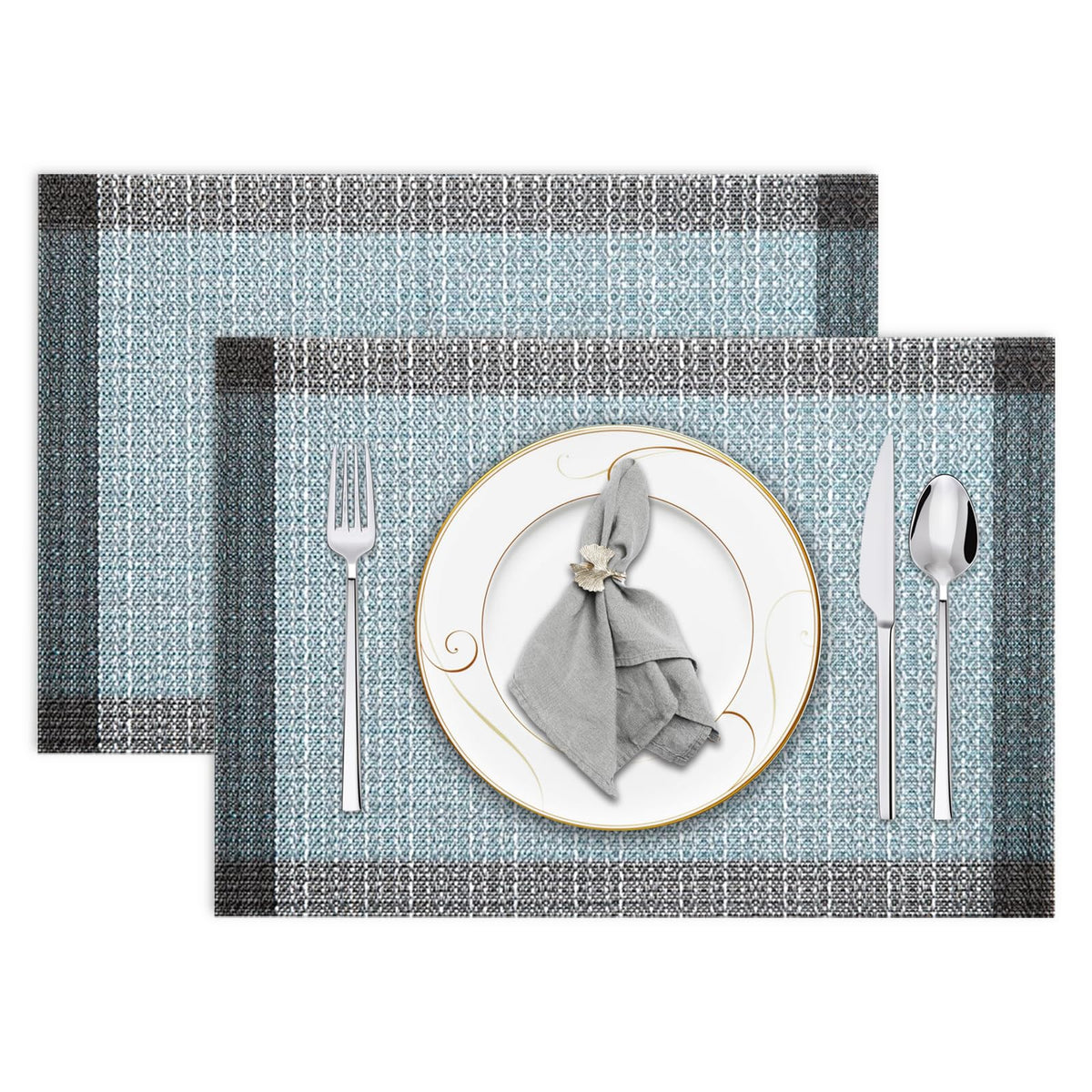 Niviy Placemats, Placemats Set of 4 Washable Place Mats, Green 12" x 18"