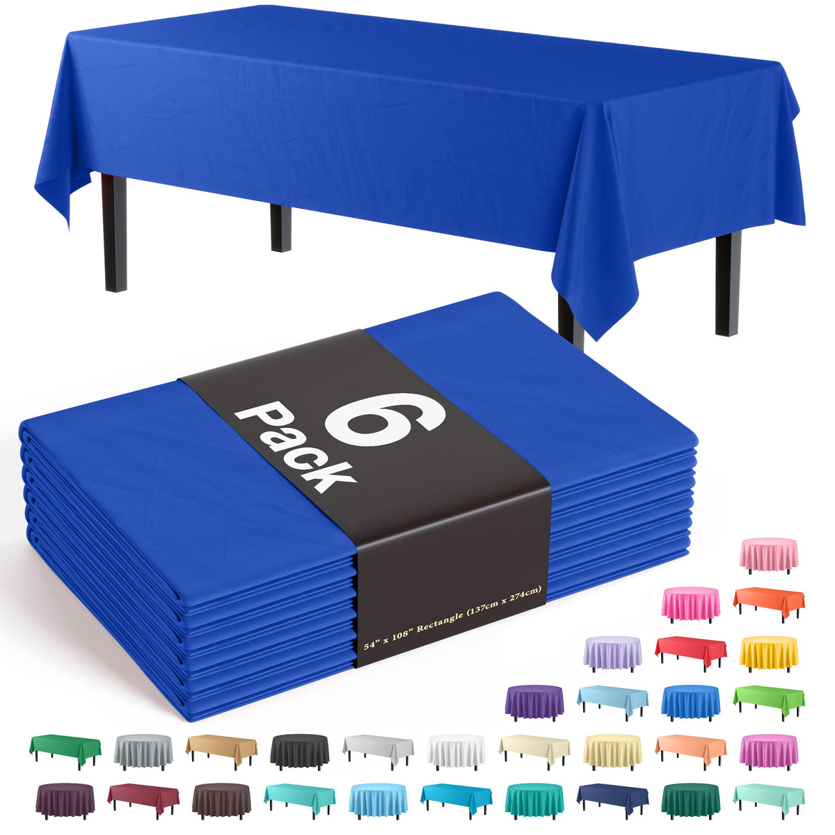 Exquisite Purple Plastic Table Cloth Disposable 6 Pack - 54 x 108 Inch Rectangle Tablecloth for 6 Foot Tables - Waterproof Table Cover for Party Wedding Birthday Graduation BBQ Catering