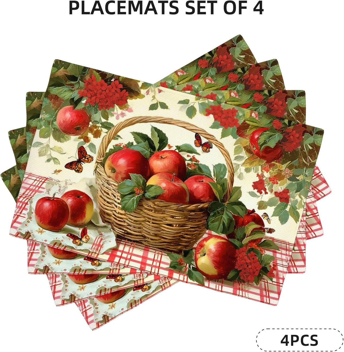 Fruits Placemats Set of 4 Washable Table Place Mats for Dining Kitchen Party Decor