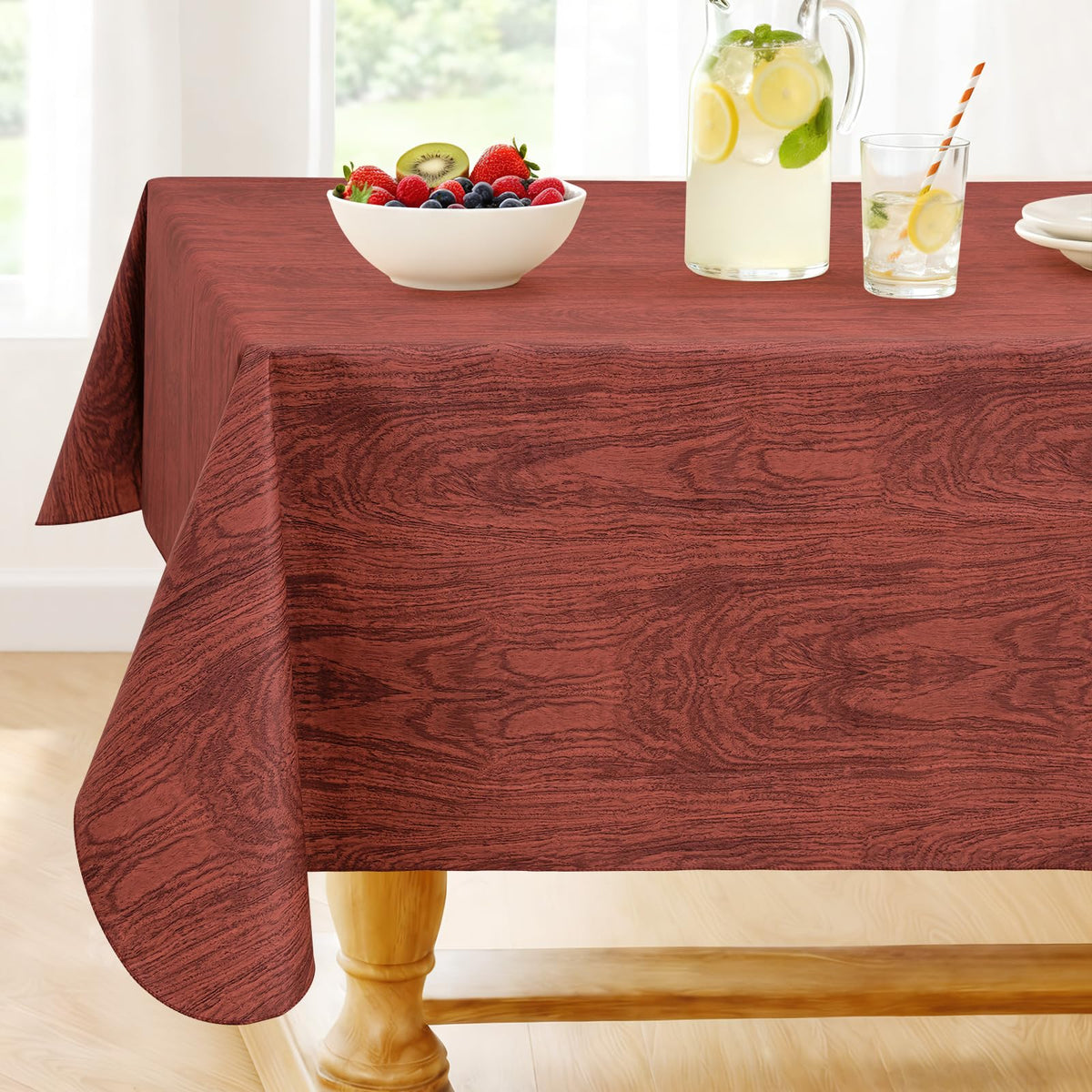 Smiry Fall Rectangle Table Cloth, Waterproof Vinyl Tablecloth with Flannel Backing, Wipeable Autumn Pumpkin Plastic Tablecloths for Harvest and Thanksgiving Parties, (Orange, 60"x84")