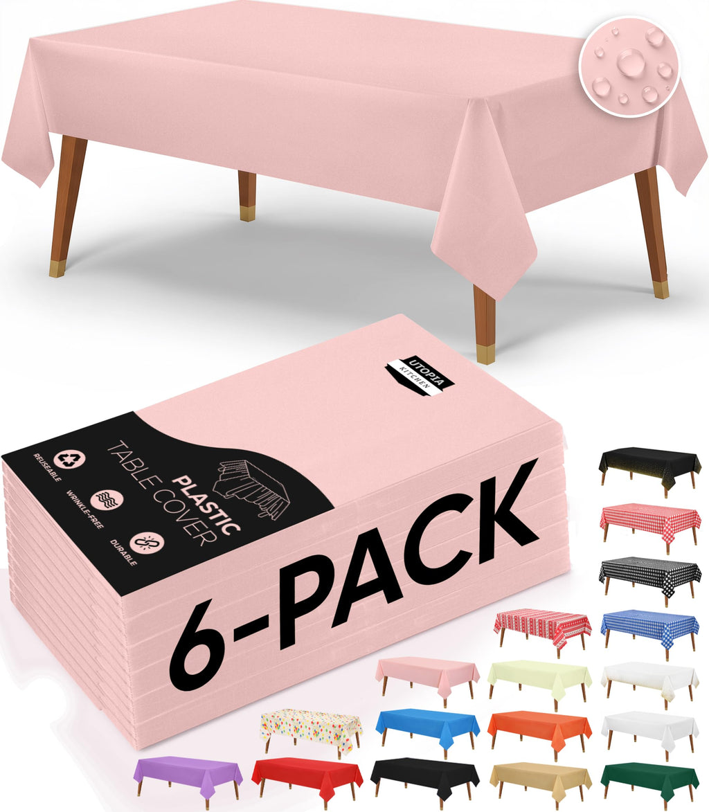 Utopia Kitchen Plastic Table Cloth Disposable [White, 12 Pack]
