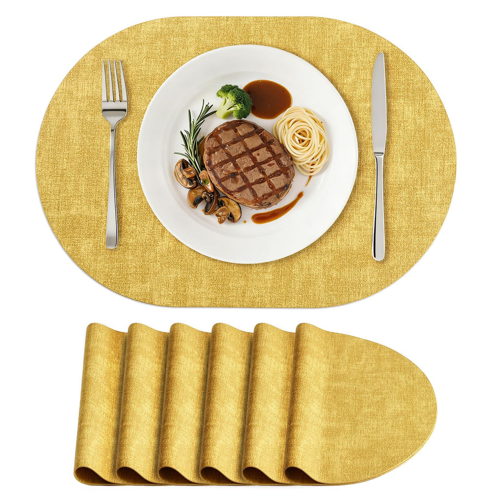 homing Heat Resistant Oval Placemats Set of 6, Light Grey