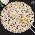 Gold Flower Placemats Set of 6, Metallic Pressed Vinyl Round Table Mats