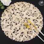 Gold Flower Placemats Set of 6, Metallic Pressed Vinyl Round Table Mats
