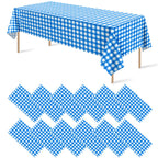 12Pack Sage Green Plastic Checkered Tablecloth, Premium Decorative Disposable Sage Green Gingham Plaid Table Cloths for Parties, Rectangle Party Table Cover for Picnic Birthday Wedding, 54x108 Inch
