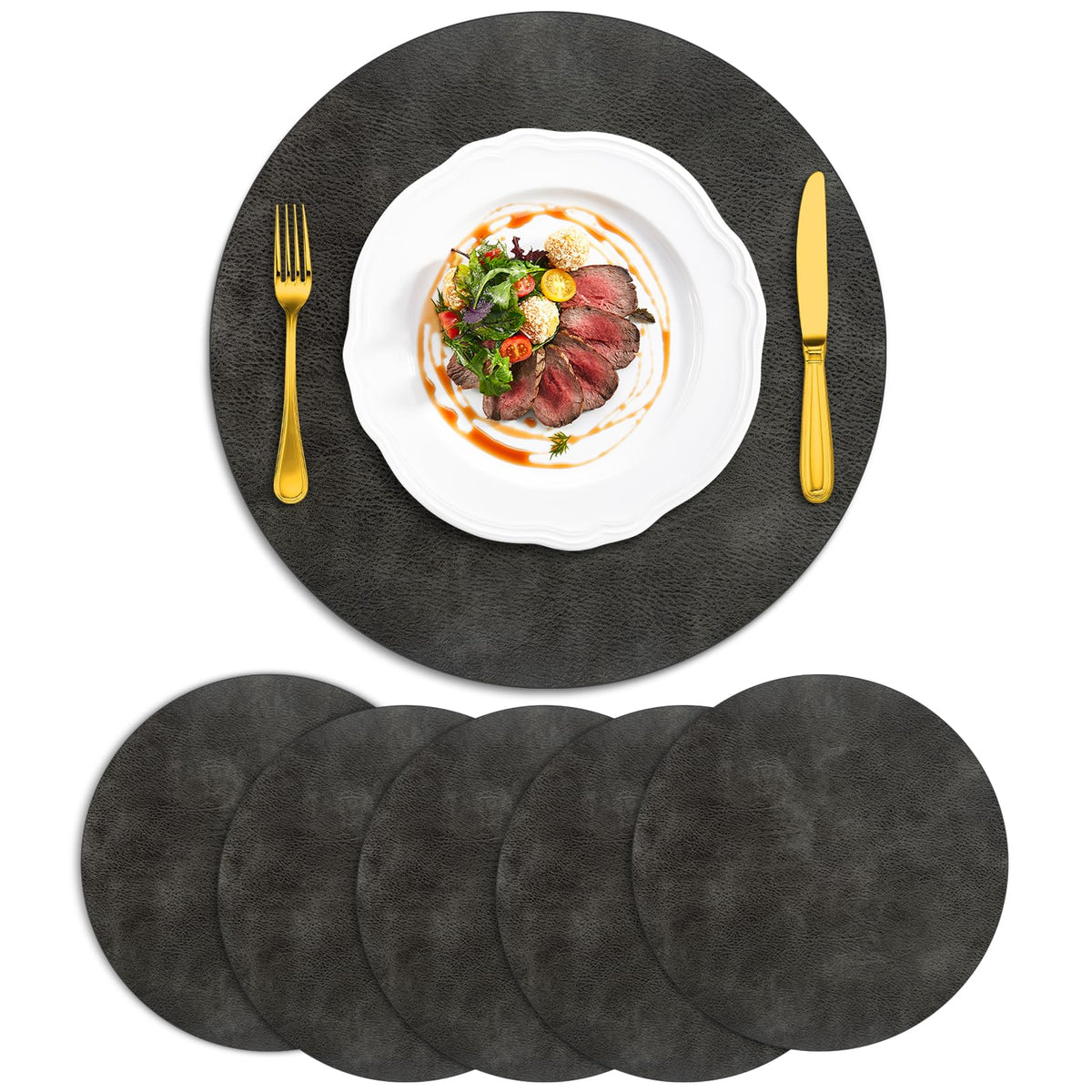 ADRIMER Placemats, Heat Resistant Oval Place Mats Set of 4 Easy to Clean
