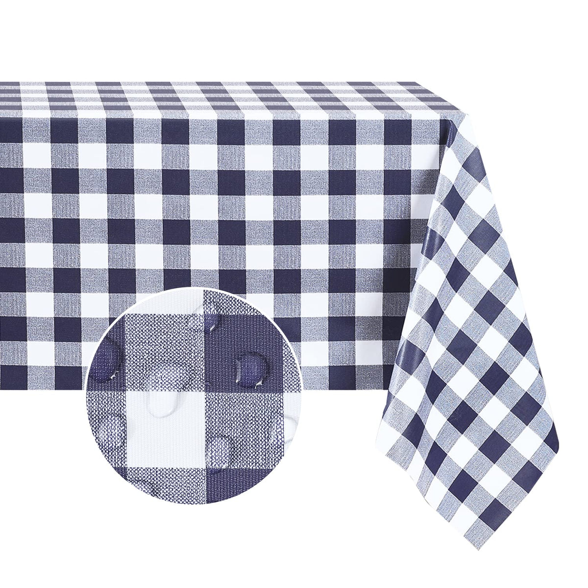 Romanstile Rectangle Vinyl Tablecloth, 100% Waterproof Buffalo Gingham Plastic Table Cloth, Heavy Duty Wipeable Checkered Table Covers for Outdoor, Camping, Picnic, Patio - 54 x 78, Red and White