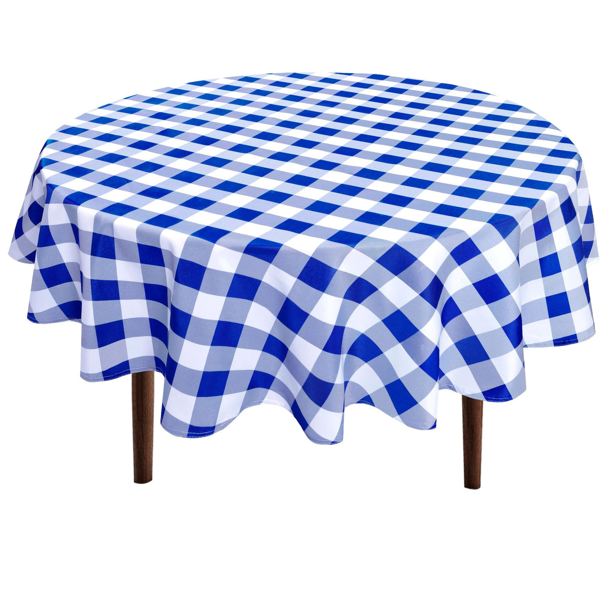 Hiasan Checkered Round Tablecloth 60 Inch Waterproof, Red and White