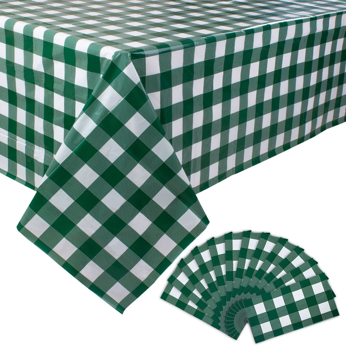 Kesfey 3 Packs Light Blue Gingham Tablecloth Pale Blue and White Checkered Tablecloths 54 x 108 Inches Disposable Plastic Gingham Tablecovers Waterproof Rectangle Picnic Table Cover for Birthday Party