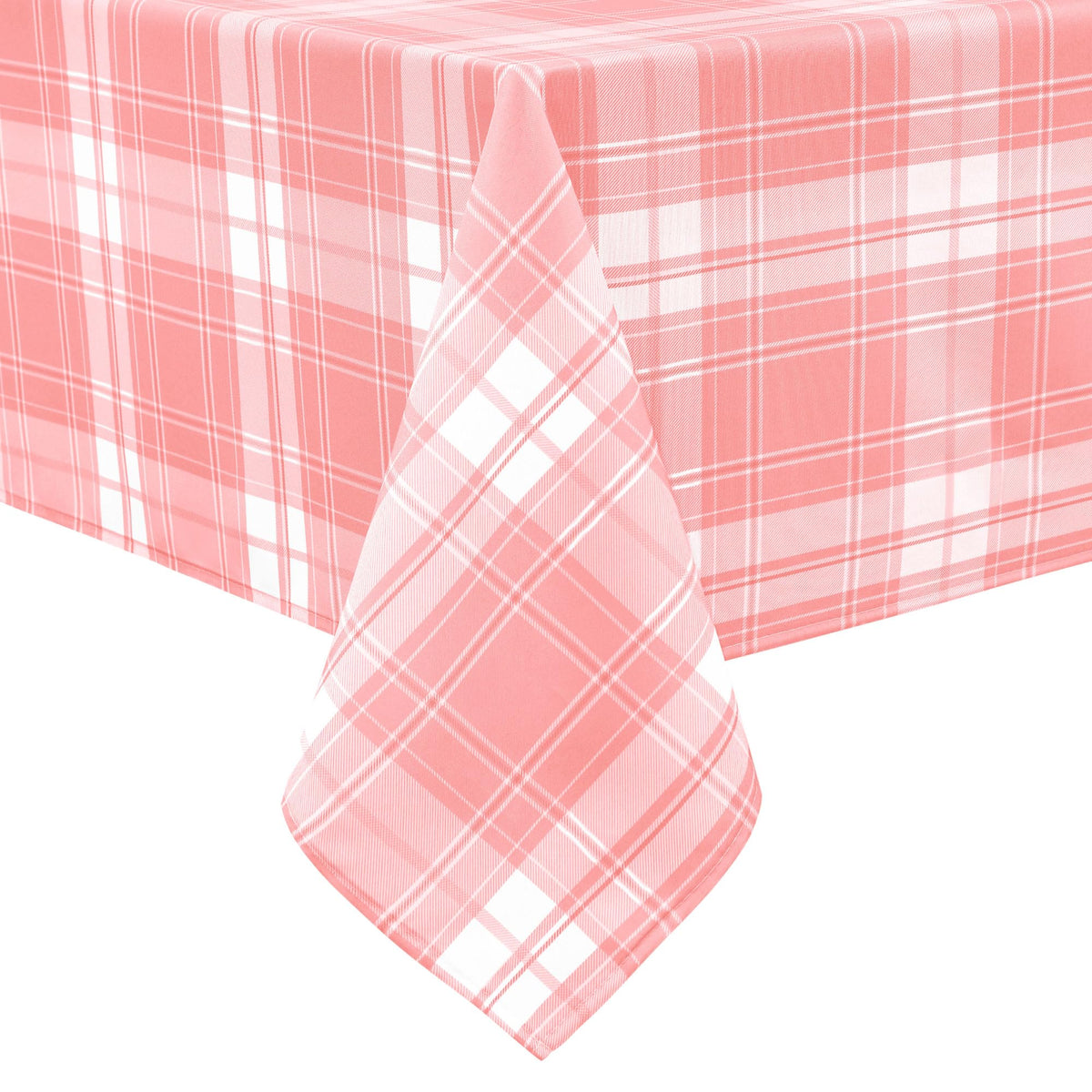 Hiasan Printed Gingham Tablecloth 90 Inch Round Waterproof, Khaki