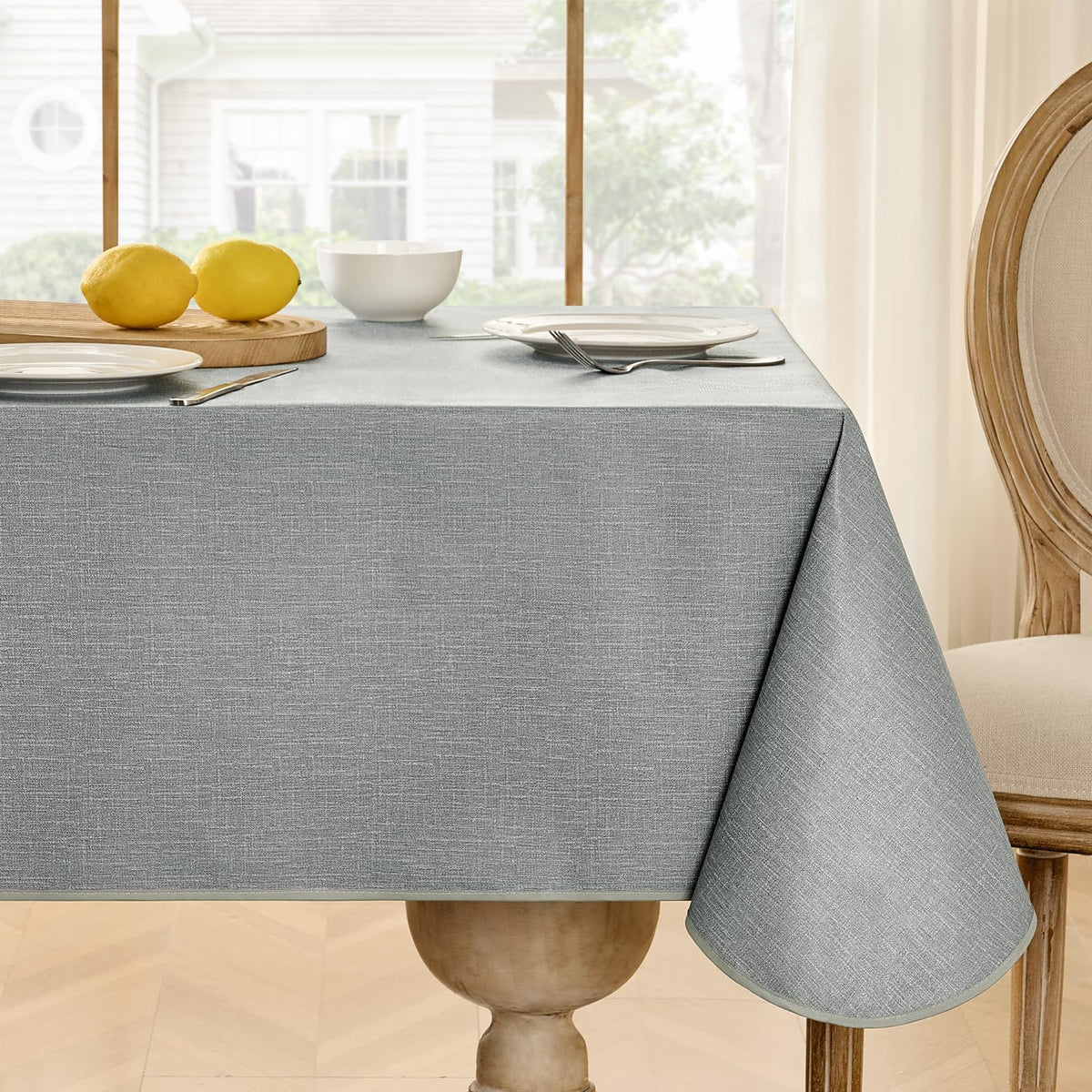 Softalker Outdoor Vinyl Edge Tablecloth Rectangle, 54 x 78 Inch, Sage