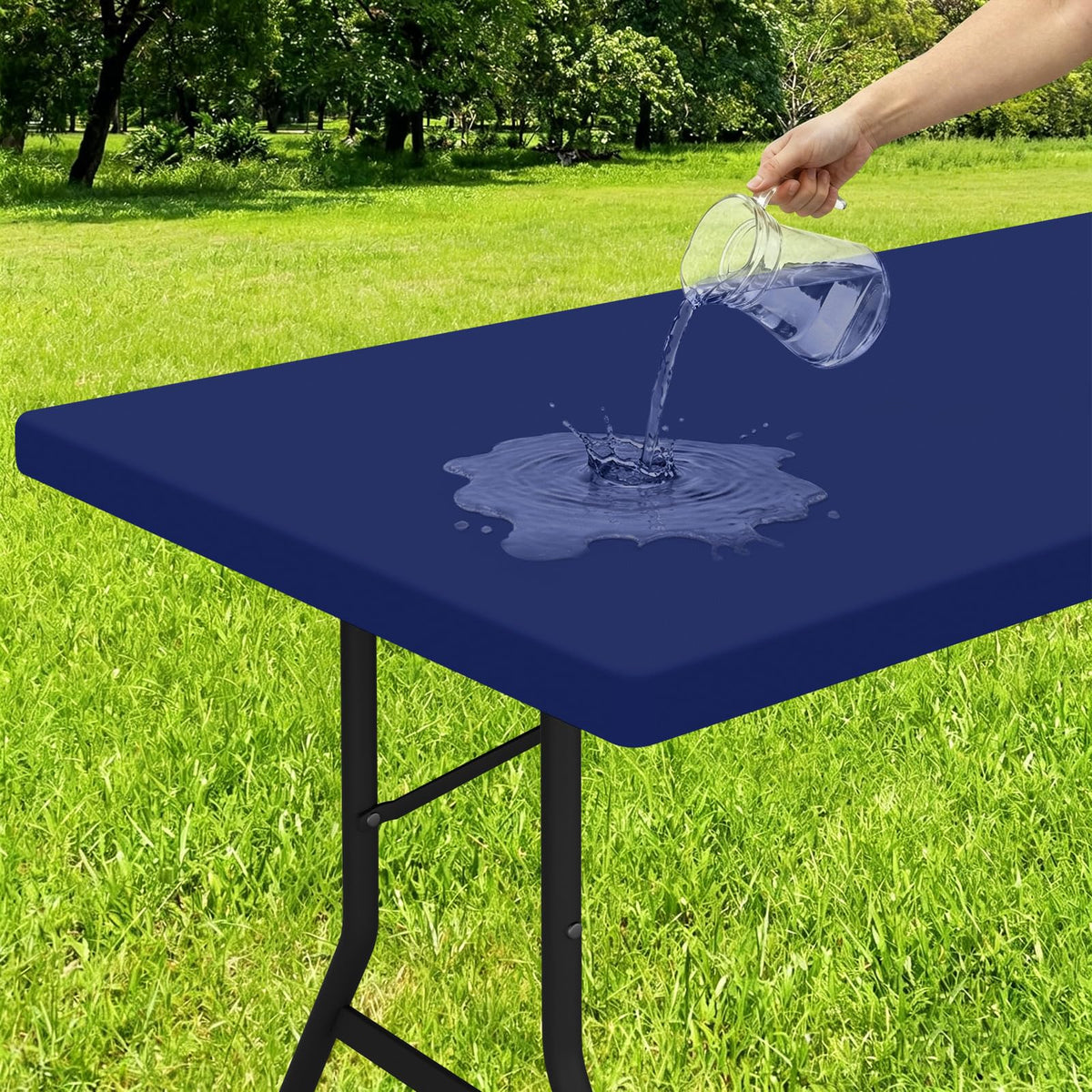 Smiry Rectangle Tablecloth, Elastic Fitted Flannel Backed Vinyl Tablecloths for 6ft Folding Tables, Waterproof Wipeable Table Covers for Indoor, Outdoor, Picnic and Camping (Red, 30"x72")